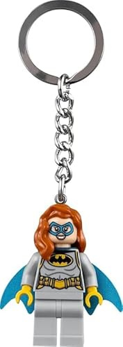 LEGO DC Batgirl Minifigure Keyring, Superhero Character, Grey Suit with Cape, Item 854320