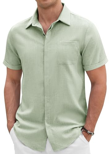 Xnova Chemise Homme Manches Courtes avec Boutons Cachés, Chemisette de Couleur Unie Professionnel et Décontracté été Haut Confortable