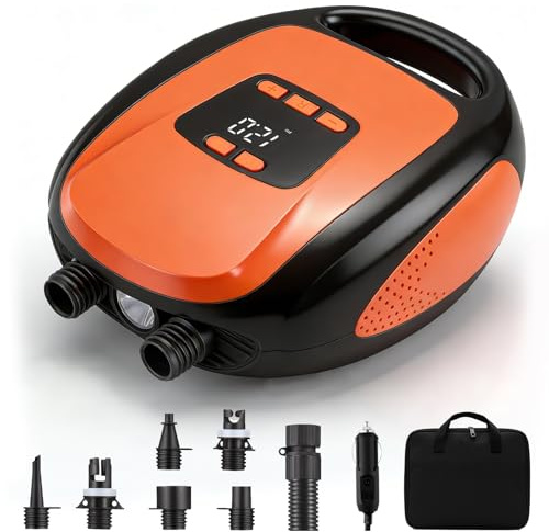 Sup Pumpe Elektrisch,20psi Schlauchboot Pump,Sup Pumpe mit intelligenter zweistufiger Auto-Off-Funktion,Elektrische Luftpumpe Sup für Paddelboard, Aufblasbares SUP und Boot (orange-Type-2)