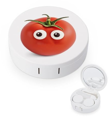 QMNALP Contact Lens Case Portable Travel Kit,cute Contact Lens Cases with Mirror I Love You from My Head Tomatoes Printed Contact Lenses Applicator Removal Tool Kit