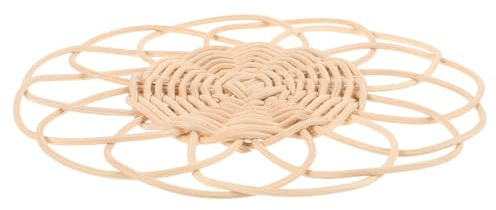 Amosfun Dessous de Verre Rustiques en Rotin Tressé Naturel 14 Cm, Set de Table Boho Résistant la Chaleur pour Maison et Bureau, sous-Verres Décoratifs Vintage pour Tasses et Plats