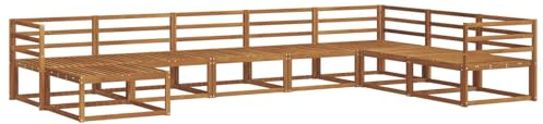 vidaXL Outdoor-Sofagarnitur 8 pcs Natur Massivholz Akazie, Akazienholz Outdoor Sofa Set, modernes Ecksofa, langlebige Gartenmöbel, Terrassensitz, Lounge für den Hinterhof, Latten-Rücken-Design