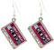 Bluebubble HEY DJ Silver Tape Dangle Earrings on Gift Card