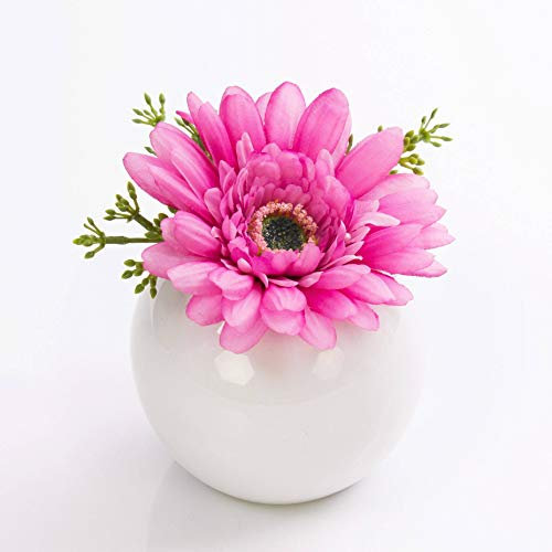 artplants.de Künstliche Gerbera IMINA im Keramiktopf, rosa - lila, 12cm, Ø 15cm - Kunstblume - künstliche Blumen