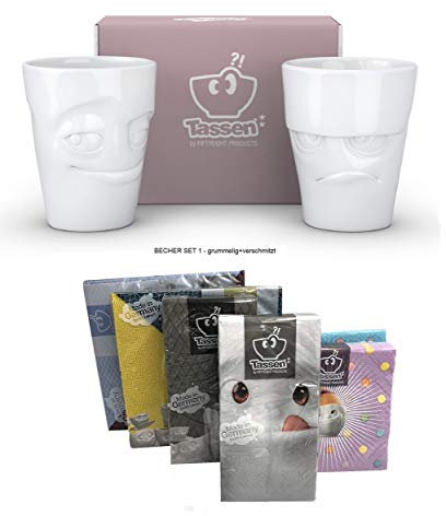 FIFTYEIGHT PRODUCTS Becher Set 1 + Servietten, 350 ml, GRUMMELIG+VERSCHMITZT