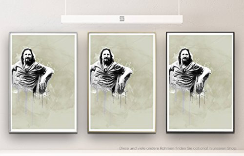 Paul Sinus Art The Big Lebowski Dude 90x60cm Splash Art Wandbild als Poster mit Aluwechselrahmen in schwarz