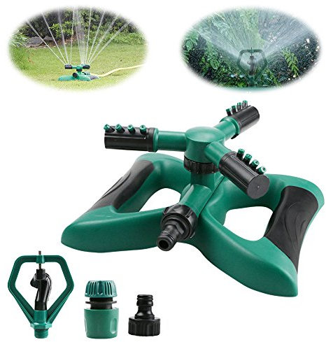 Yokunat Rasensprenger mit 3 Armen, 360° drehbar, mit 2 verschiedenen Düsenmodi, grün