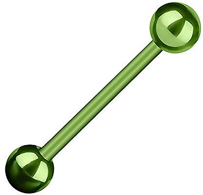 Piercingfaktor Barbell Stab Piercing Hantel Stecker Zunge Ohr Ohrpiercing Zungenpiercing Intim Brust Oral Tragus Helix Kugel 1,6mm x 38mm x 5mm Grün