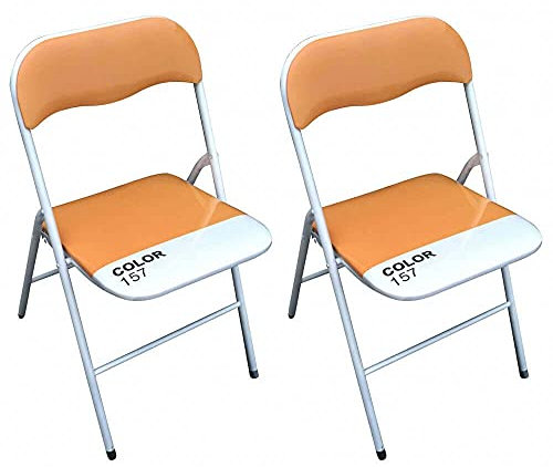 MilaniHome.it - Set di 2 Sedie Slim Pieghevoli Arancio Color 157 con Comoda Imbottitura nella Seduta per Ospiti, Ufficio, Casa, Campeggiodi coloreArancione