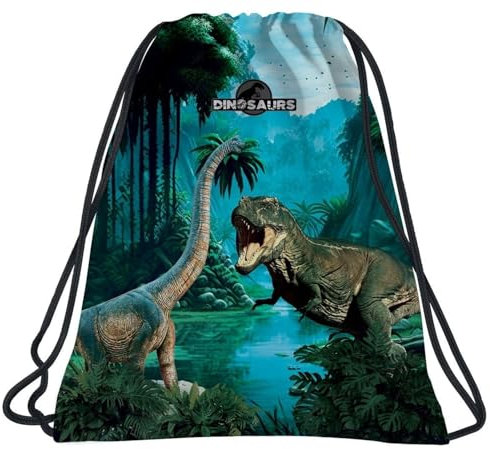 Ragusa-Trade Dinosaurier Fan Turnbeutel, Sportbeutel, Gymnastikbeutel, Gymsac, Schuhbeutel, T-Rex Dino, blau, 41 x 35 cm