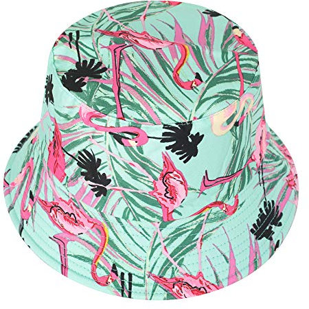 ZLYC Männer Frauen Sommer Fischerhüte Obst Hut, Flamingos, blau, One Size