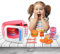Kids Craft Toys Children Pretend Play Kitchen Appliance Large Microwave Oven Playset Red with Light Sound and Rotating Plate