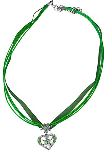 Alpin Trachten Trachtenkette-Dirndlkette-Traachtenschmuck-Herz-mit-Strass-795s (Grün)