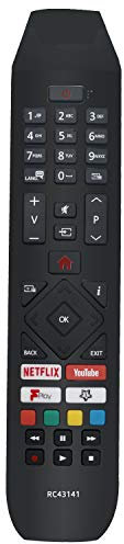 VINABTY RC43141 Télécommande de rechange pour Hitachi TV avec Netflix Youtube Freeview Boutons de lecture