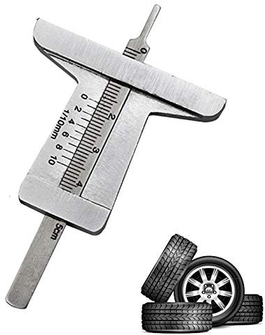 Apofly Rostfreier Stahl Tiefenmesser Profilmesser Profiltiefenmesser Reifenprofilmesser für Auto Motorrad Reifenprofiltiefe(0-50 MM)