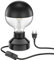 ledscom.de E27 Porzellan Tischlampe TIX, rund mit Stecker und Schalter, schwarz, 90mm inkl. E27 Lampe 660lm warmweiß