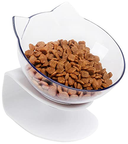 Futternapf Katze Erhöht für Katze Welpe Katzenfutter und Wasser,Katzennapf Erhöht,Fressnapf Katze Erhöht Mit Ständer- rutschfeste,Anti Schling Katzennapf(Transparent)