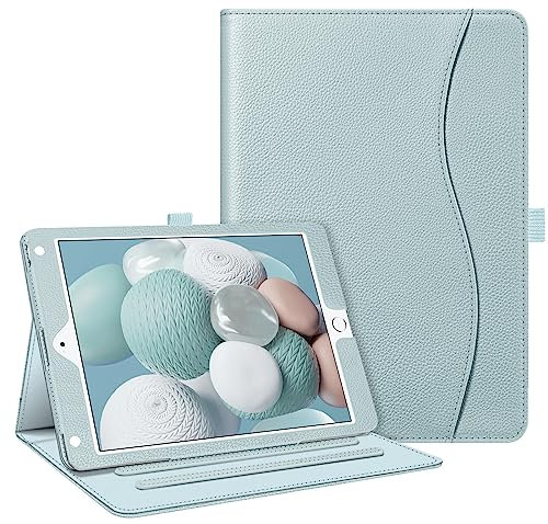 Fintie Étui pour iPad 6e/5e génération (modèle 2018 2017, 9,7 Pouces), iPad Air 2/Air 1 (9,7) – [Protection des Coins] Support de visualisation Multi-Angle avec Poche, Bleu Glacier