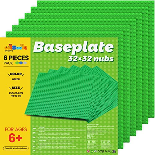 WYSWYG Juego de 6 Placas de Base de 25,4 cm, Bloques de construcción, Cuadrados, Planos, de una Cara, Placa Base para Juguetes de Actividades Infantiles