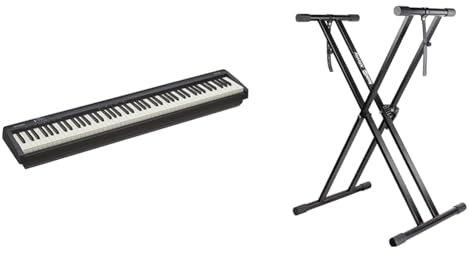 Roland FP-10 Digital Piano, 88-Key Digital Piano, Portable, Black & RockJAM RJXX363 Xfinity Doublebraced Pre Assembled Highly Adjustable Keyboard Stand with Locking Straps
