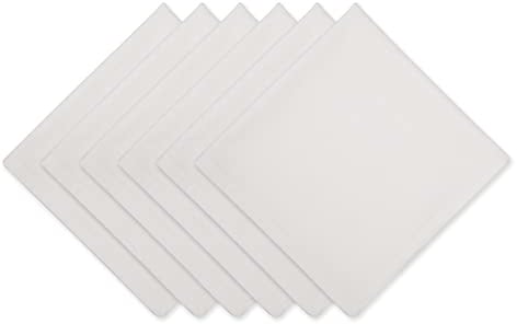 DII Solid Pastel Napkin Set Cotton, Machine Washable, 20x20 Inch, Off-White, 6 Count