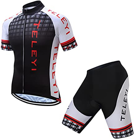 Hotlion Herren-Fahrradtrikot-Set, Sommer, kurzärmelig, atmungsaktiv, für Herren