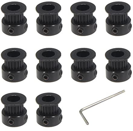 Befenybay 10 Stück Schwarz 2GT Synchronrad 20 Zähne 8 mm Bohrungsbreite 6 mm Riemen Aluminium-Zahnriemenscheibe für 3D-Drucker (20T-8B-Schwarz)