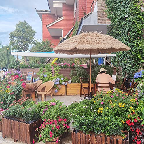 1.7M Outdoor Hawaiian Beach Sonnenschirm Regenschirm,Tropischer Bast Sonnenschirm,Gartenschirm Großer Runder Regenschirm,Sonnenschutz | wasserdichte Balkon-Rasen-Gartendekoration