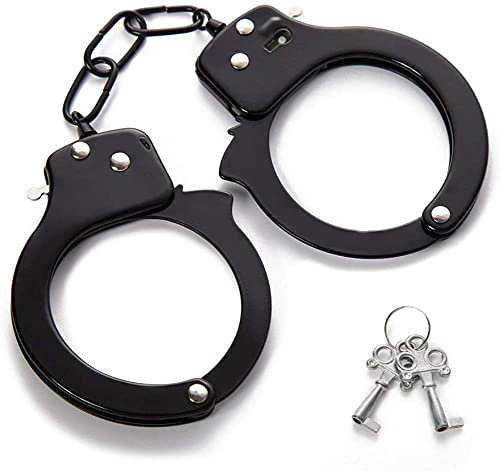 Handschellen für Kinder, Spielzeug Handschellen aus Metall mit Schlüssel Handschellen Zubehör für Polizeispiele Party Requisiten Polizei Spiel Handcuffs für Kinder(schwarz)