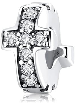 Abstandshalter Kreuz Religion 925 Silber - Les Folies für Pandora, Sterling-Silber, Zirkonia