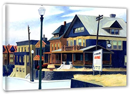 Ostwind über Weehawken' von Edward Hopper Leinwandbild-Kunstdruck auf Leinwand -Berühmte Gemälde Druck-Landschaftsbild Poster-Reproduktion Leinwand Wandkunst Bild 70x105cm(28x41in)Gerahmt