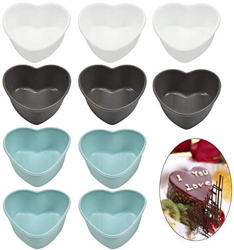 Silicone Cupcake Moulds Reusable 10pcs Silicone Moulds for Baking Mini Muffin Cases Silicone Cupcake Cases Baking Cups Small Cup Cake Cases (Heart)