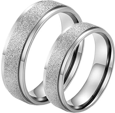 Banemi Ringe für Paare, Eheringe Edelstahl Herren 6mm Matt Paar Ringe Valentinstag Schmuck