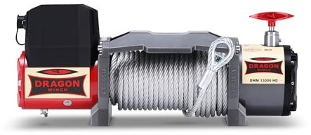 Dragon Winch - Elektrische Seilwinde Maverick 12V 13000 lbs / 5897 kg, mit Stahlseil 20m für Abschleppwagen und Kommunalfahrzeuge mit kabelloser Fernbedienung + Winde Zubehör | IP67 wasserdicht
