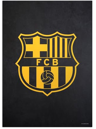 Displate Offiziell FC Barcelona MetallPoster Magnetische Befestigung Inklusive Lizenziert Bilder Hochwertiges Poster FC Barcelona - Crest - Crest yellow black Poster 67.5 cm x 48 cm