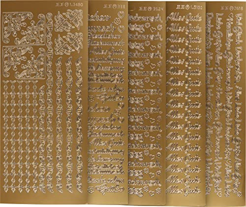 VBS Reliefsticker-Set Glückwünsche Aufkleber 10x23 cm Papier Selbstklebend Sticker Karten basteln DIY Grußkarten Gold