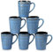 vancasso PLUVO Set 6 Tazas de Café, 450 ml Tazas Desayuno Mugs, Juego de Tazas de Leche de Gres, Tazas Grandes Ceramica, Microondas y Lavavajillas, Azul