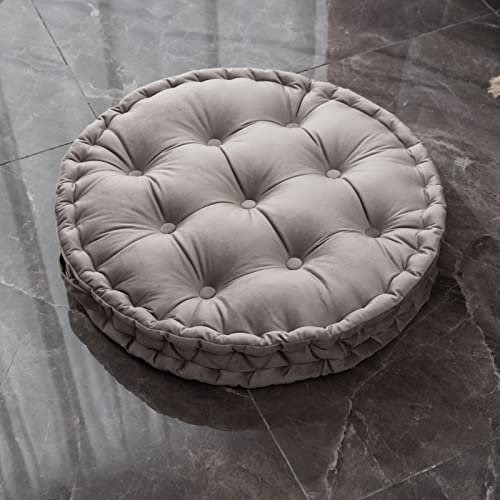 TAGKOMA Rundes Bodenkissen Einfarbig Niederländischer Samt Großes Bodenkissen Für Erwachsene Wohnzimmer Schlafzimmer Klassenzimmer Outdoor Yoga Meditation Großes Bodenkissen grau 60cm