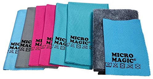 Pastaclean® Set di panni per vetri e lucidanti (colorati), estremamente assorbenti, senza pelucchi, panni in microfibra, pulire finestre, lucidare auto, 6 panni per la pulizia + 1 panno morbido + 1
