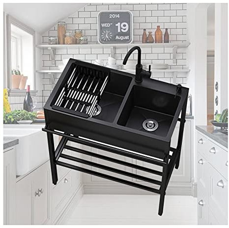 Ã‰vier Inox Professionnel avec Accessoires pour Cuisine et Jardin - Support et Robinet inclus - Idéal pour Restaurants Intérieur et Extérieur - Evier Buanderie Exterieure Pour Garage