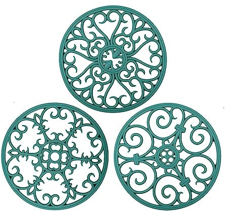 Silicone Trivets for Hot Dishes and Pans, Non Slip Heat Resistant Hot Pads for Kitchen, Pot Holders and Teapot Coasters (Teal)