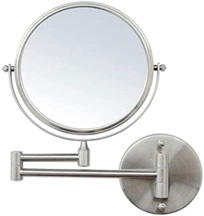 GALSOR Schminkspiegel, Kosmetikspiegel, Wandmontage, 304 gebürsteter Edelstahl, doppelseitiger Schminkspiegel for Badezimmer, zusammenklappbar, einziehbar, HD-Vergrößerung, Kosmetikspiegel