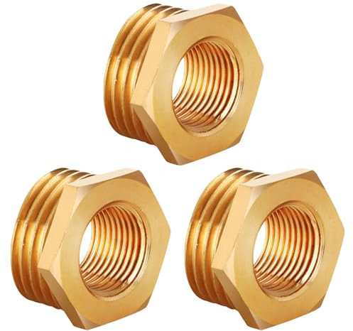 Messing Reduzierstück G1 auf G3/4 (AG Ø 32mm x IG Ø 25mm), 3 Stück Reduzierung Gewinde-Fitting G1 Außengewinde X G3/4 Innengewinde, AG/IG Reduzierung, Reduzierstück aus Messing