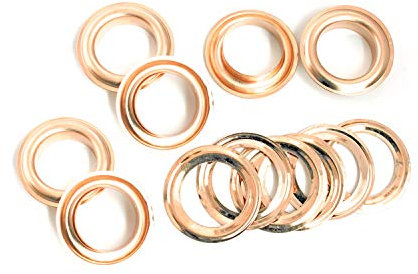 Trimming Shop Lot de 100 œillets en laiton de 14 mm avec rondelles, durables et antirouille pour projets de bricolage, tapis de yoga, bâche, bannières en vinyle, couverture de piscine (or rose)