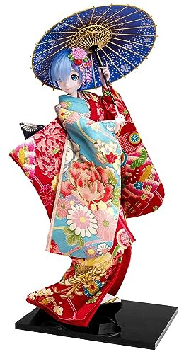 Zhongkaihua Re:0 Remu-Figur, 51 cm, Mädchen mit Regenschirm, Kimono, Actionfigur, Anime, Zubehör, PVC-Statue, Schreibtischdekoration, Geschenk für Fans