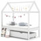 SECOLI hausbett 70x140 Kinderbett mit Schublade stauraumbett 70x140 für Jungen & Mädchen Kinder Haus Bett aus Kiefer Holz Jugendbett Massivholz-Weiß-70 x 140 cm