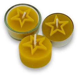 Teelichter aus 100% Bienenwachs mit Glas - Set-Angebot (Stern2, 30er Set)