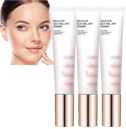 Smooth Corrector zur Abdeckung der Hautporen, zarter Silk Veil Art Primer 30 ml, Primer für unsichtbare Poren mit Ölkontrolle, Primer für Gesichts-Make-up, Concealing Tone Up Primer (3PCS)