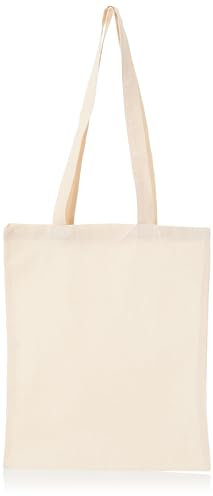 Baumwolltasche 38x42 cm, Packung mit unbedruckten Taschen, lange Träger, widerstandsfähige Stofftaschen, wiederverwendbare Einkaufstasche zum Bedrucken oder Bemalen, 38x42cm, Natur, 50 Stück