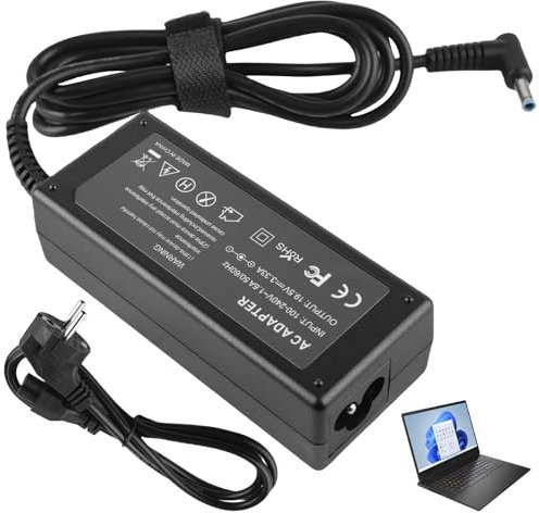 Cavo di ricarica HP da 65 W, per HP Elitebook Probook 830 840 850 430 440 450 470 G3 G4 G5 G6 G7 G8 Pavilion x360 x2 11 13 15, 19,5 V 3,33 A 5 x 3. 0 mm